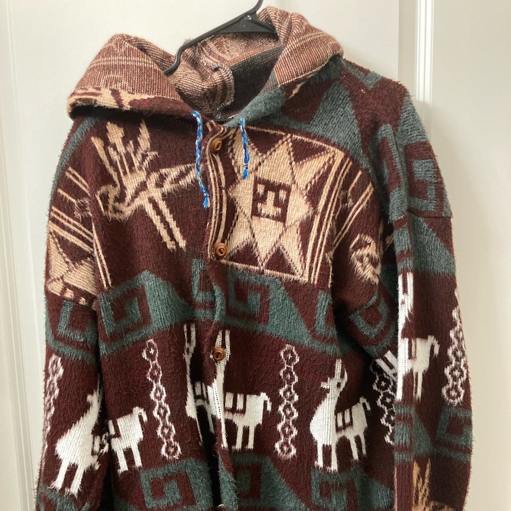 Wool hoodie button-down. Size: XL